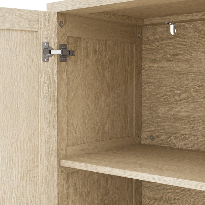 Armoire 70 "à 4 portes en rotin avec tablettes réglables 70", Naturel