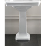 Etoile 25.38" Tall White Ceramic Rectangular Pedestal Bathroom Sink with Overflow