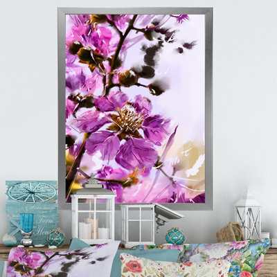 Fleurs mauves II - Peinture
