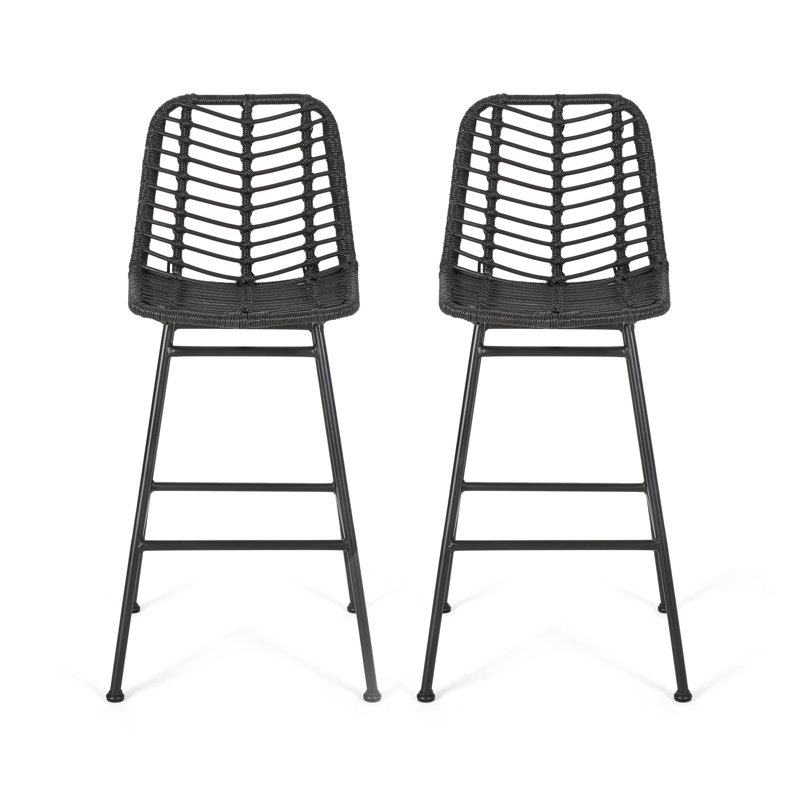 Élégant siège d'extérieur (de 2), structure en fer, siège d'une hauteur de 28,75 po, assemblage requis de 2 tabourets de bar