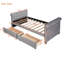 Lit de jour gris simple avec tiroirs et zone de couchage en lattes de bois massif-1816449055