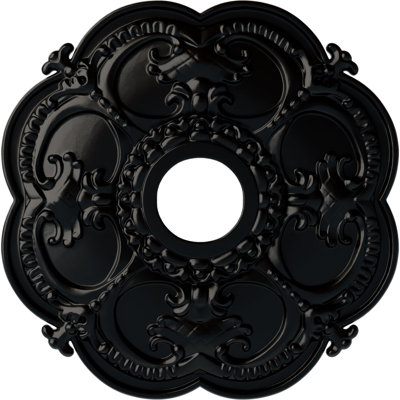 Endurathane Rotherham Ceiling Medallion, 18"OD x 3 1/2"ID x 1 1/2"P (Fits Canopies up to 3 1/2"), Hand-Painted Jet Black Finish