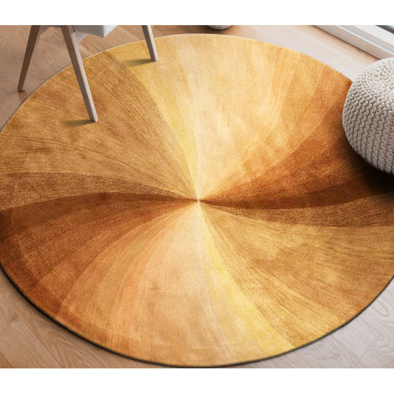 Ava Trendy Light Brown Hand Tufted Wool Contemporary Abstract Area Rug, Round 4'