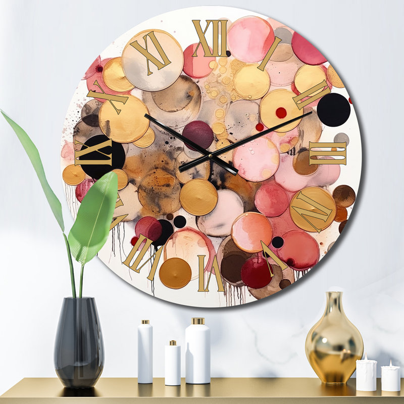 Afternoon Dreams Boho Chic Vintage Pink Gold - Modern Geometric Wall Clock, Small