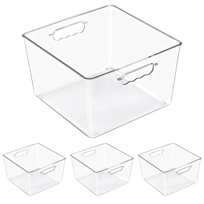 Grands bacs de rangement empilables carrés avec poignées Sorbus - pour rangement, garde-robe, tablette et rangement, paquet de 4