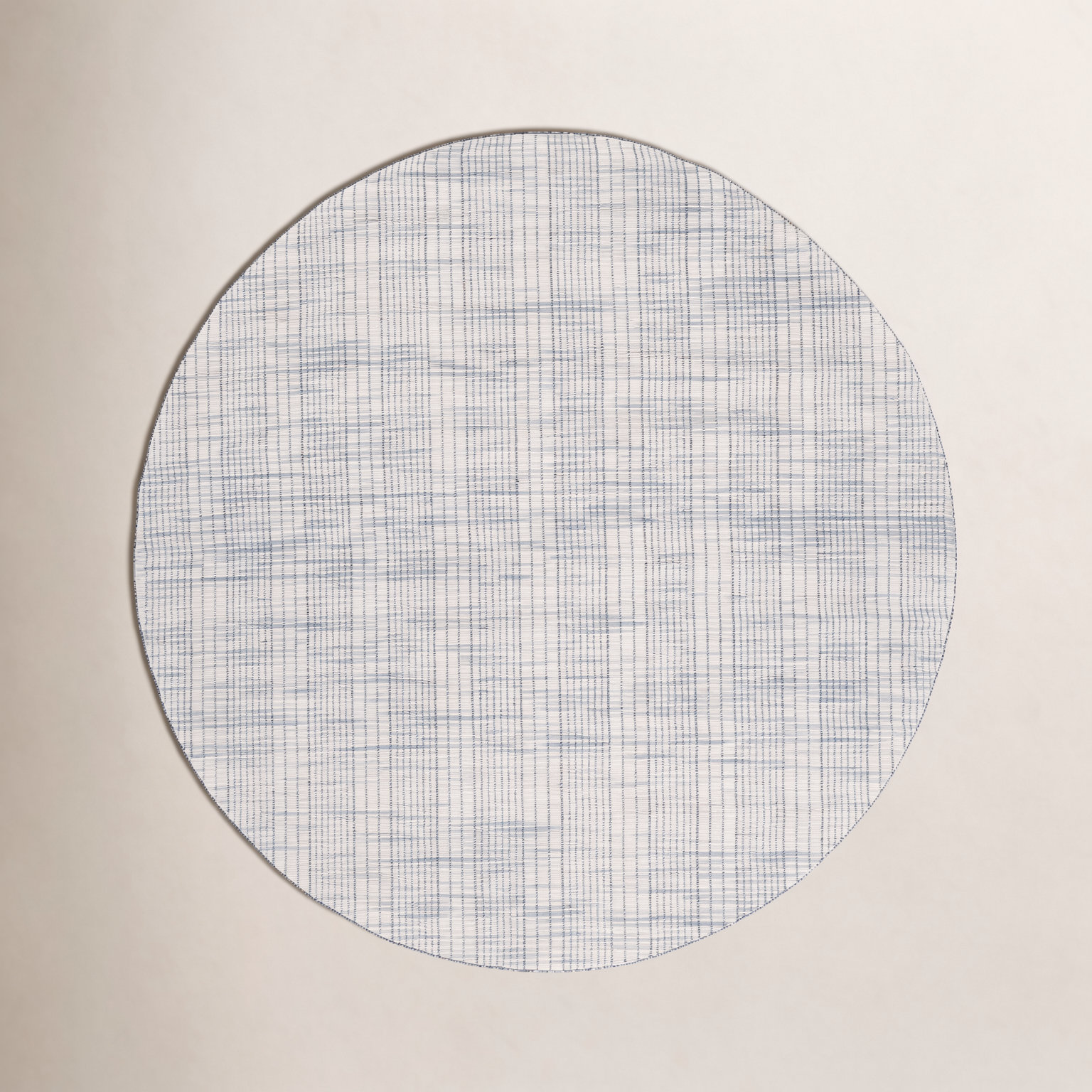 Hoxton Gray Beige Hand-Woven Striped Wool Rug, Round 6'