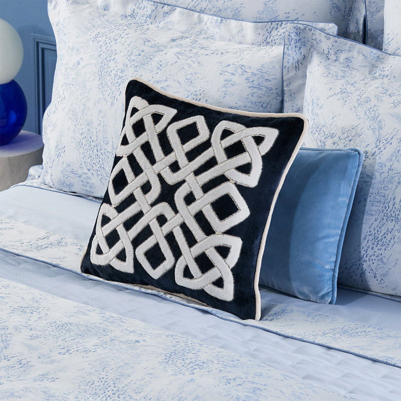 Entrelac Decorative Pillow, Gray/White