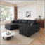 Canapé modulaire 95 po avec 1 repose-pieds Cloud, fauteuils rembourrés minimalistes modernes, canapé confortable en forme de U pour le salon, canapé d'angle à siège profond, aucun assemblage requis, noir (tissu en velours côtelé moelleux)