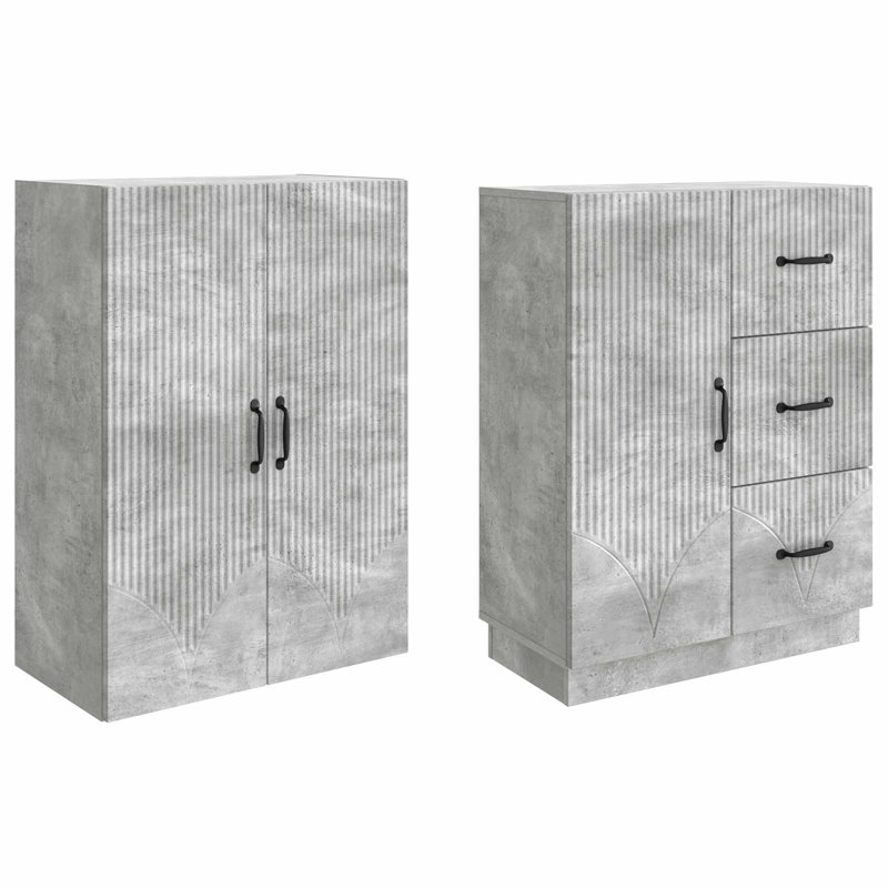 3 -Door 3 Storage Cabinet, Concrete Grey