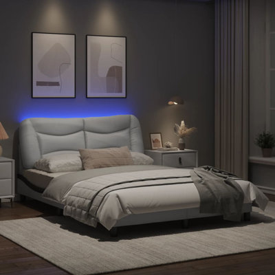 Cadre de lit vidaXL avec DEL sans matelas Hvar blanc et noir 120 x 200 cm