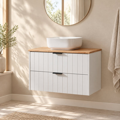 Wall Mounted Single Vanity Bathroom Vanity With Ceramic Top