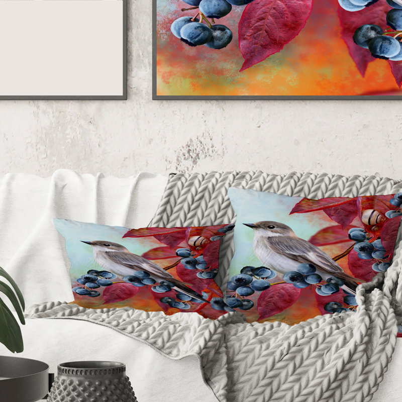 Housse et insert de coussin rectangulaire Little Bird on Twig