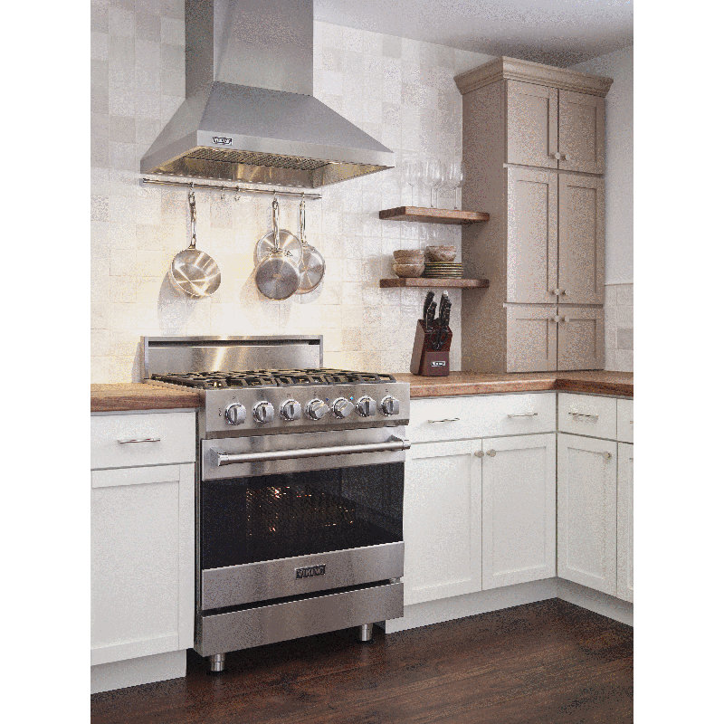 36" Wide Chimney Wall Hood + Ventilator, Stainless Steel