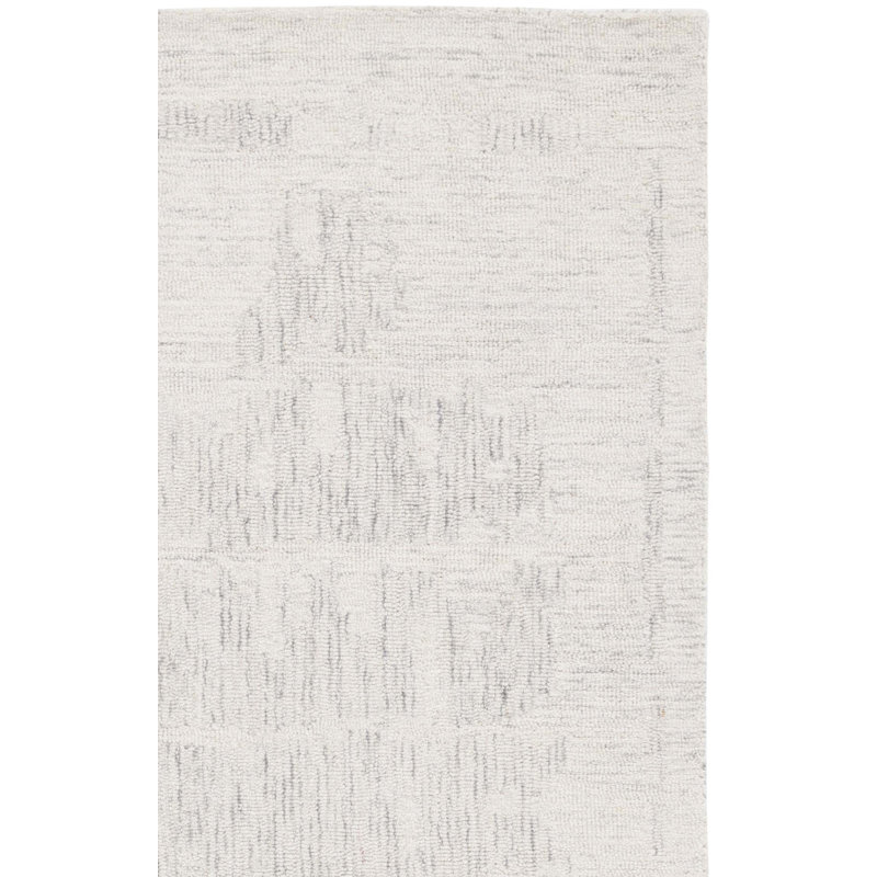 Ermalee Ebony Hand Tufted Wool Abstract Rug, Rectangle 5' x 8'