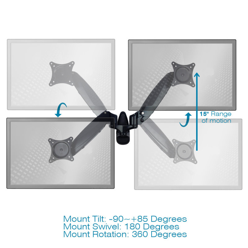 Home Concept Inc Multi-Screen Wall Mount, Black