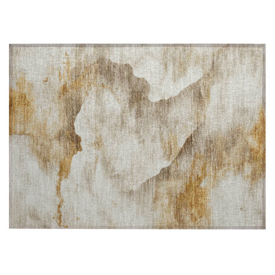 Machine Washable Indoor/Outdoor Xhevrie Beige Rug