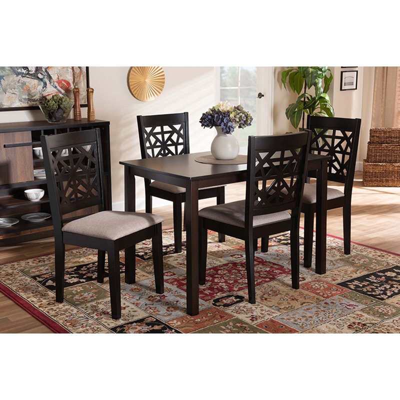 Cliffsage 4 - Person Solid Wood Top Four Leg Dining Set, Sand/Espresso