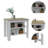 Cala Kitchen Island, Four Legs, Three Shelves  -White / Light Oak-1319560999