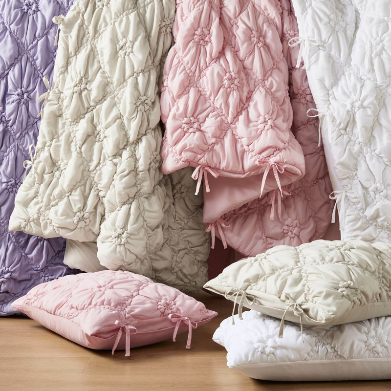 Édredon simple, motif floral avec froncement élastique et étreinte douce, microfibre respirante, confort toutes saisons, standard 100, édredon 2 pièces sans effort, froncement moelleux, machine
