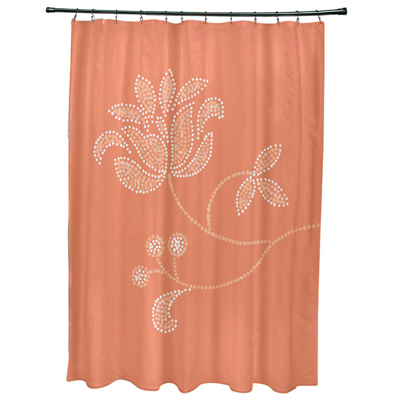 Aouab Floral Shower Curtain, Coral