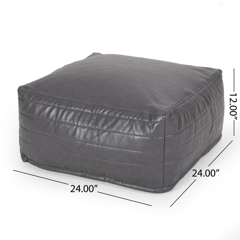 Repose-pieds rectangulaire en similicuir Bambo, gris, Gris