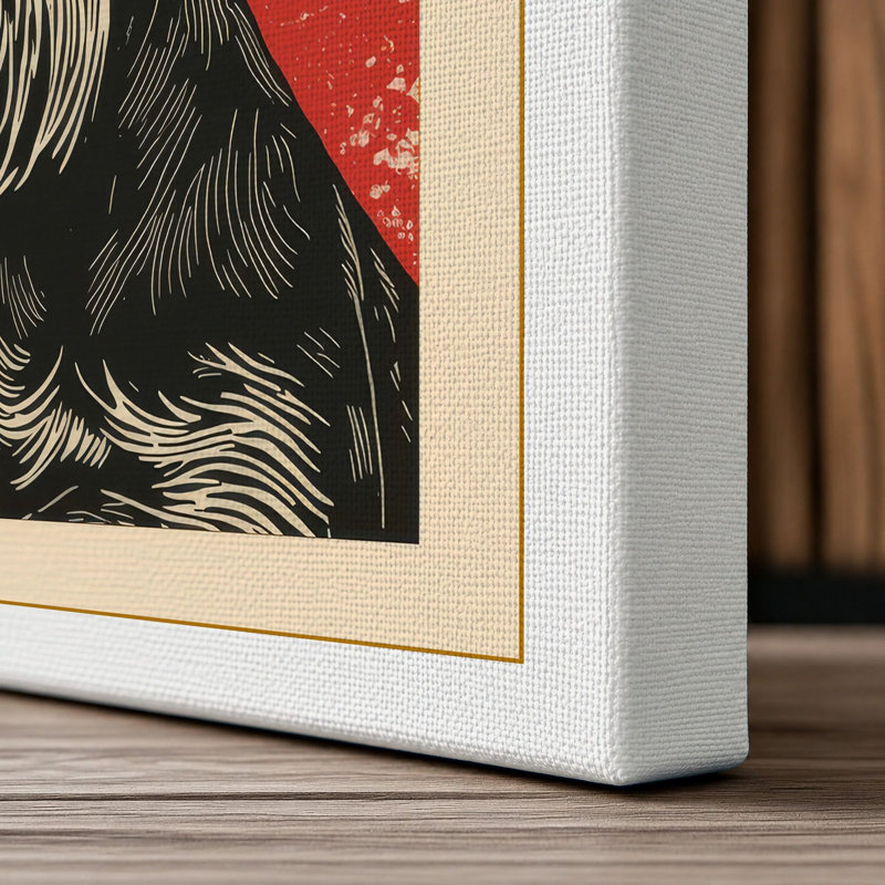 Alert Schnauzer Boho - Wrapped Canvas, 18x12 - 45.7 x 30.5 cm, White Border