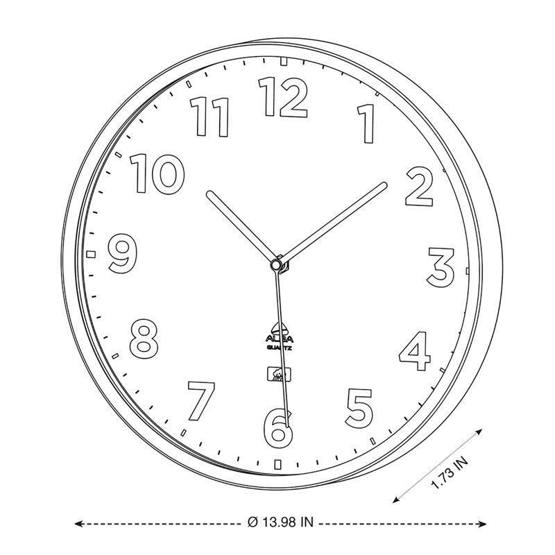 Alba 14-inch Silver and Black Outdoor Quartz Wall Clock