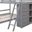 Lit superposé en bois avec 6 tiroirs et tablettes flexibles, lit inférieur avec roulettes-107263402