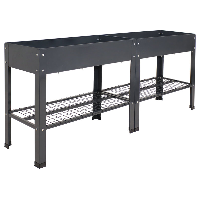 Pinero Galvanized Steel Raised Garden Bed Set of 2 - Dark Gray, Dark Gray, 31.75"H x 35.5"W x 15.75"D