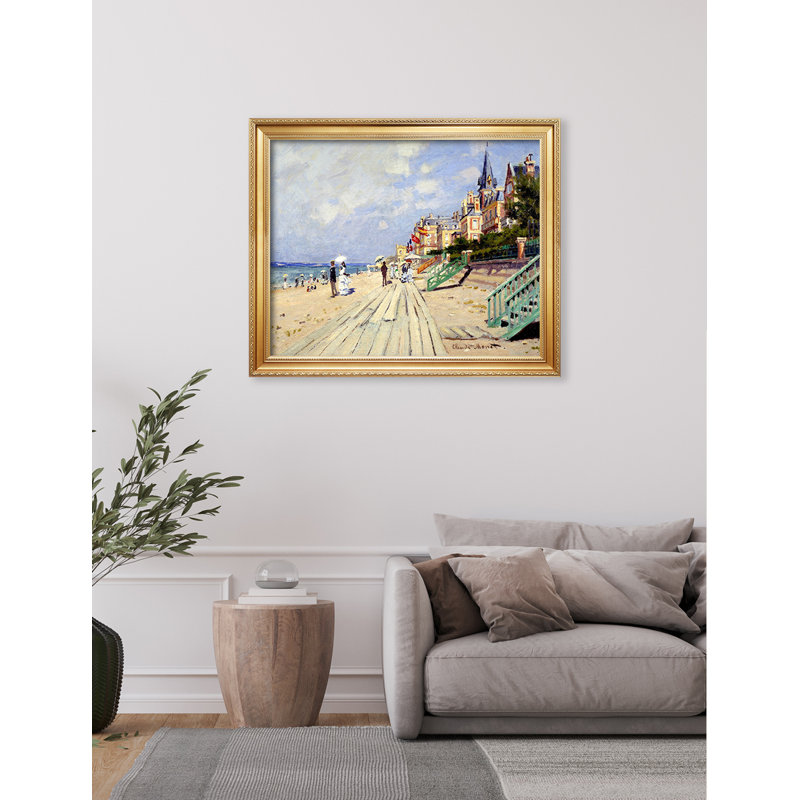 La plage à Trouville sur toile par Claude Monet, H 24 po x l 30 po x P 0,75 po, Toile tendue