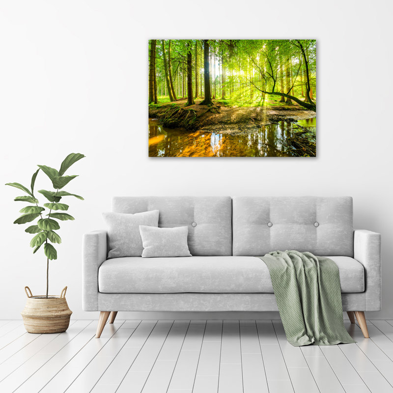 A Waterfall In The Forest - Wrapped Canvas Print