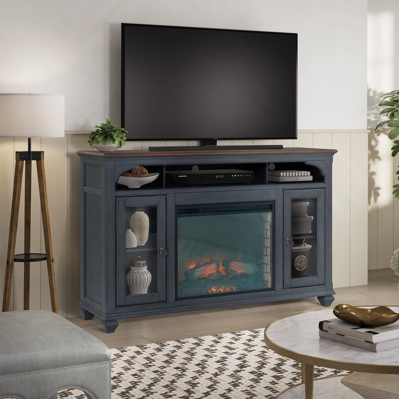 Wolfdale Electric Fireplace TV Stand, 40"H x 66"L x 18"W