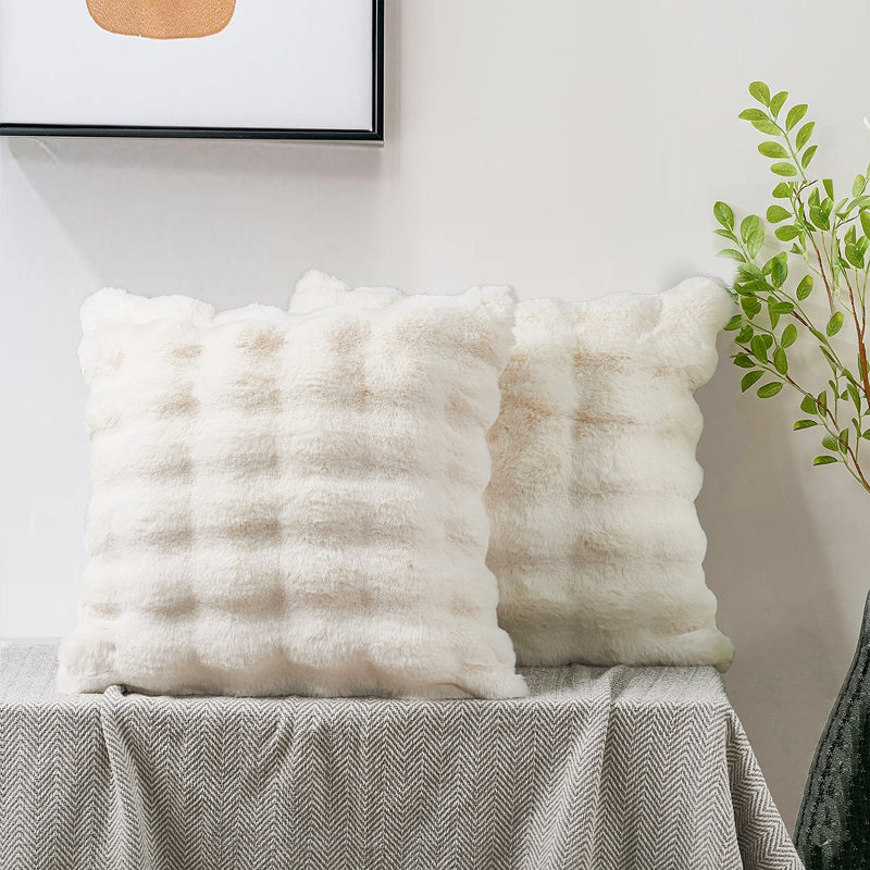 Square Cushion Cover, White