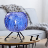 11.5"H Libby Black Tripod Table Lamp With A Luster Globe Shade