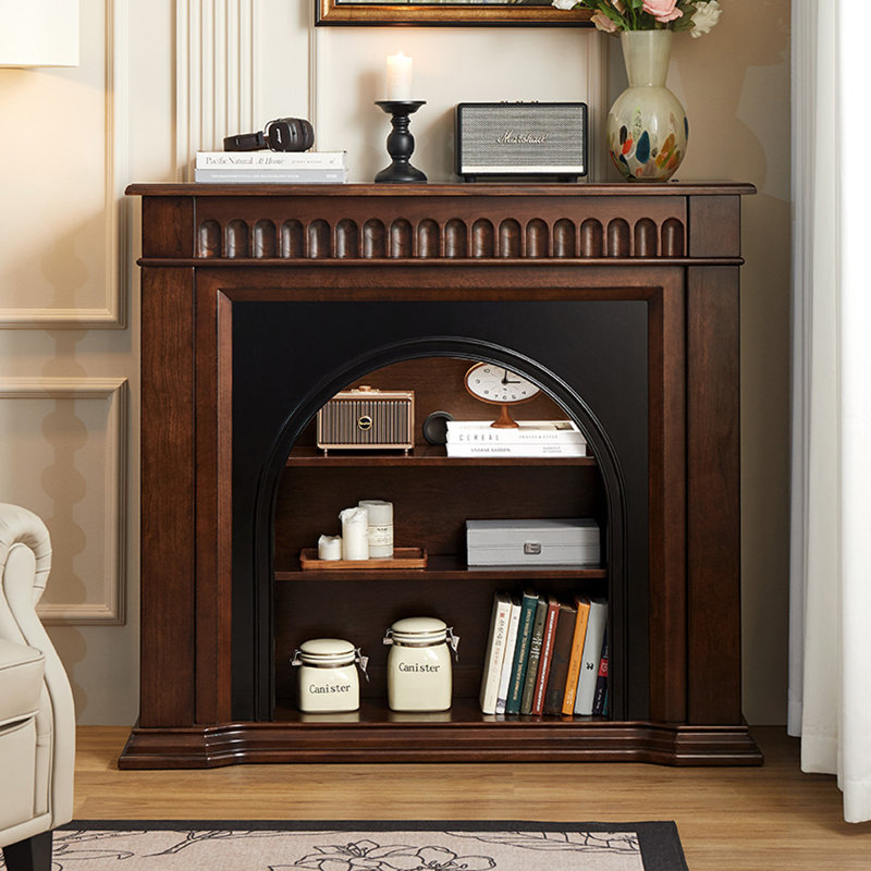 French solid wood storage fireplace decorative cabinet, 43.7" H x 47.24" W x 13.19" D