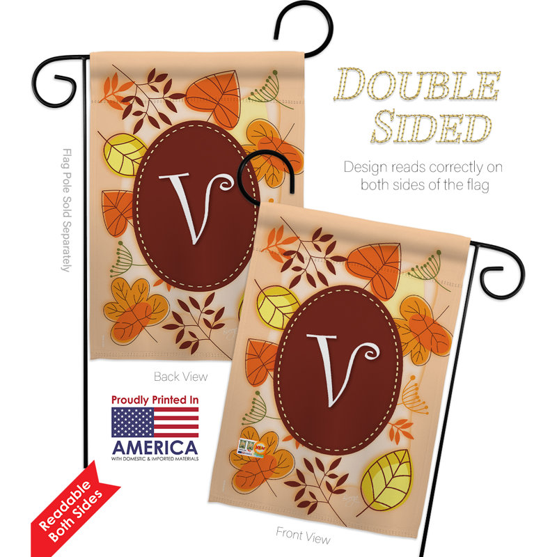 Autumn N Initial 2-Sided Polyester 18.5 x 13 in. Flag Set, V