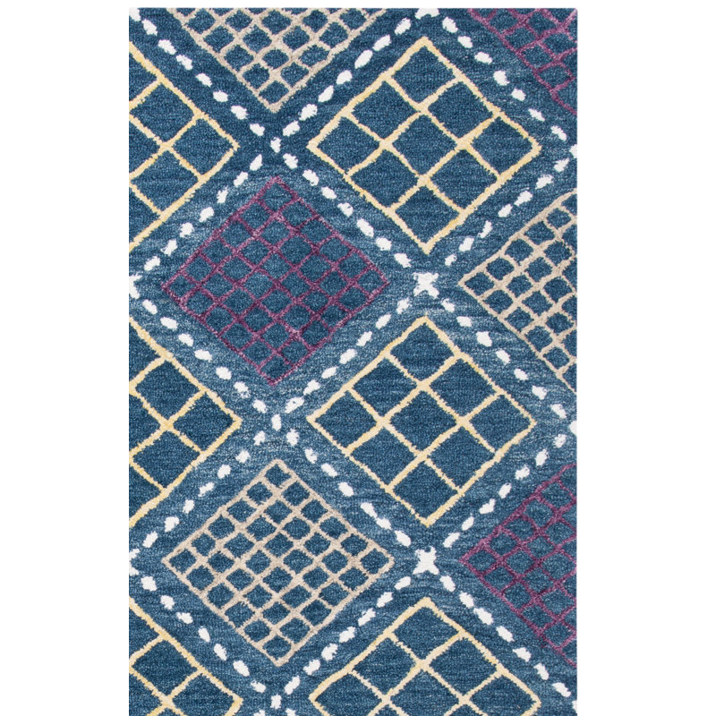 Metro Hand Tufted Wool And Cotton With Latex Geometric Rug, Runner 2'3" x 9'