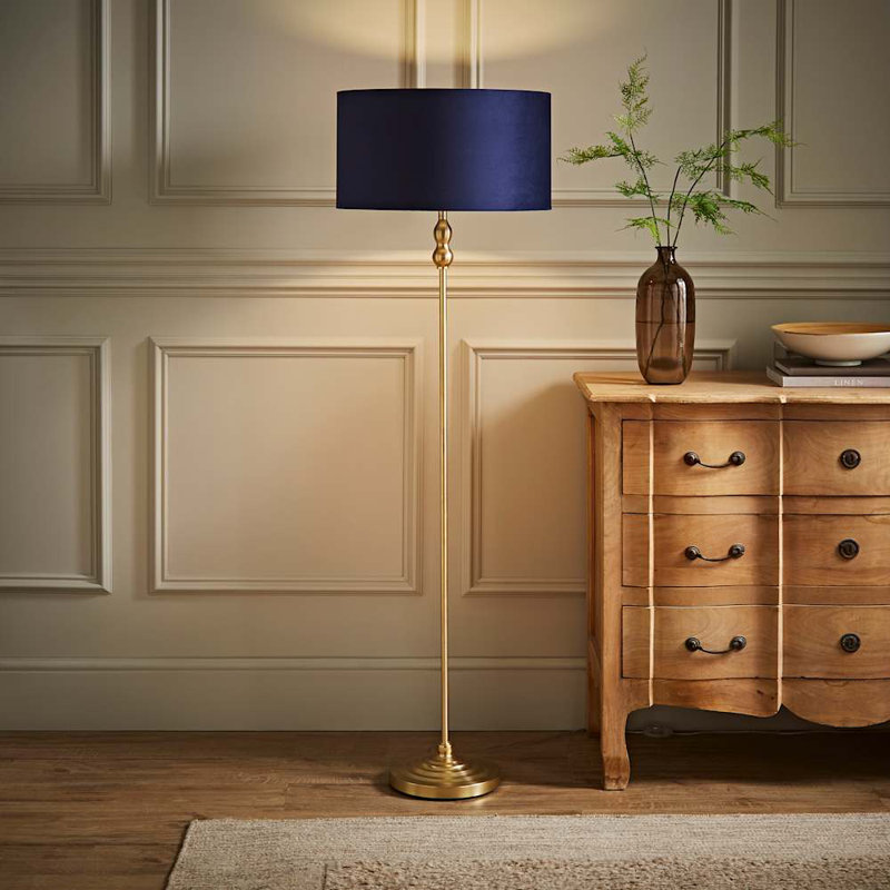 Reselva 151cm Traditional Floor Lamp, Gold, Dark Navy Blue