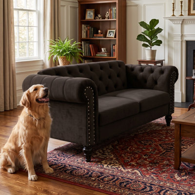 Harwich Velvet Rolled Arm Loveseat