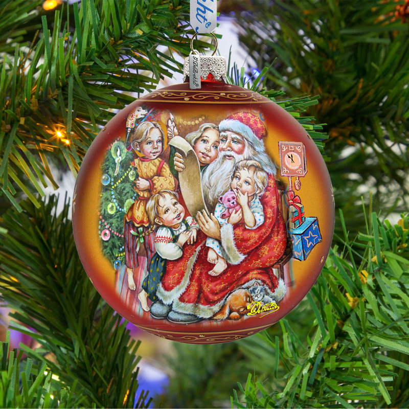 Holiday Splendor 5.5'' Handmade Glass Ball Ornament, Christmas 8, 5.5" H x 5" W x 5" D