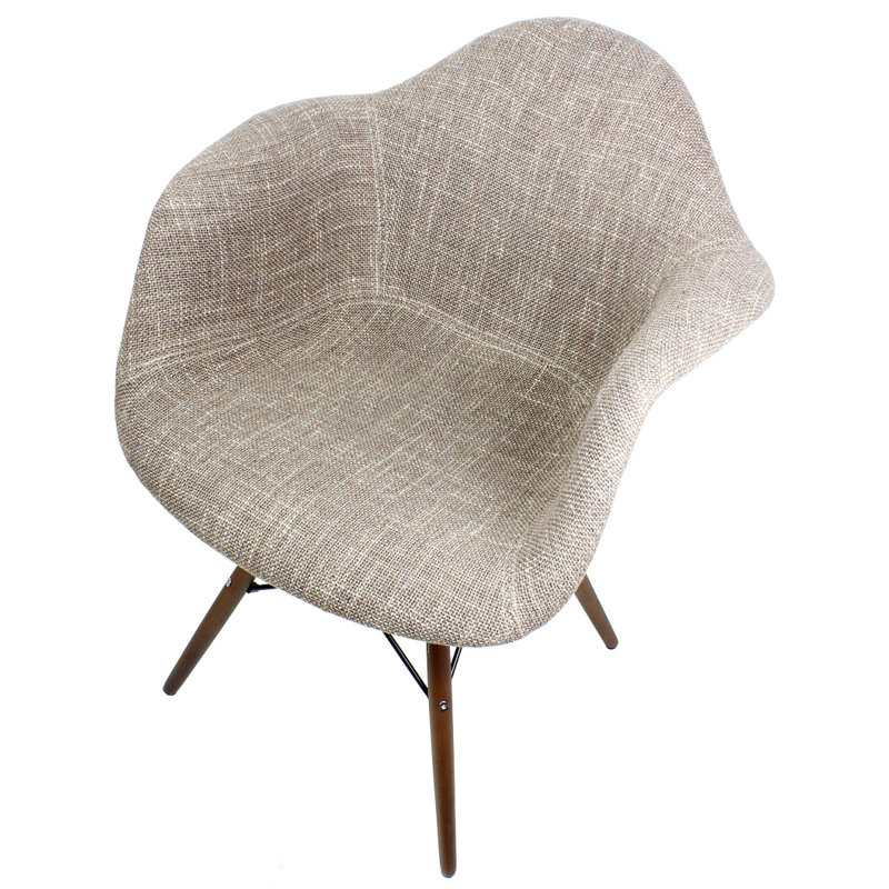 Cryal Upholstered Armchair, Natural Beech, Denim - Blue