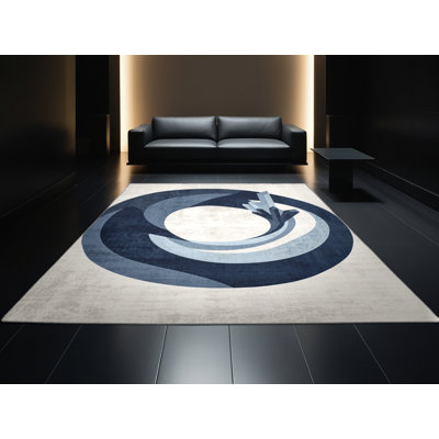 Tapis moelleux moelleux et moelleux à motif abstrait moderne et beige
