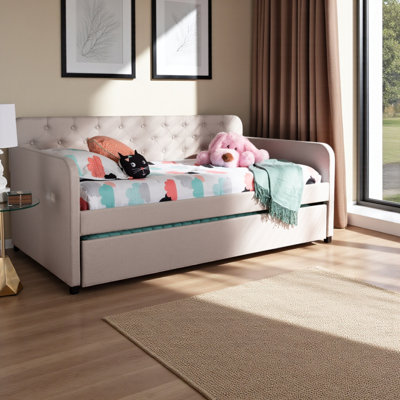 Moonstone Modern Fabric Button-tufted Sofa Daybed in Beige, 36.27'' H X 81.78'' W X 42.46'' L