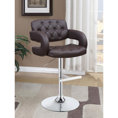Tabouret de bar réglable brun et chrome