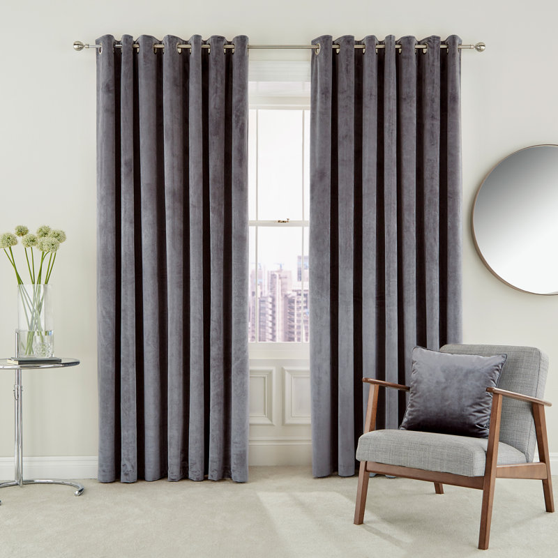 Escala Eyelet Room Darkening Curtains, Width 167 x Drop 228 cm, Damson