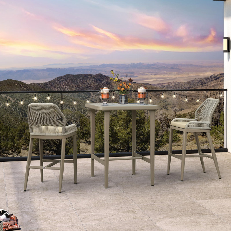  Table de bar pour l'extérieur, 41.34" H x 33.46" W x 33.46" D, Champagne