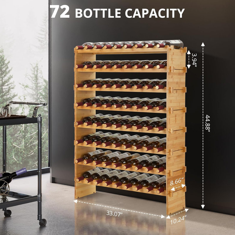 Floor Wine Bottle Rack Brown, 83.8 cm W × 28.5 cm D