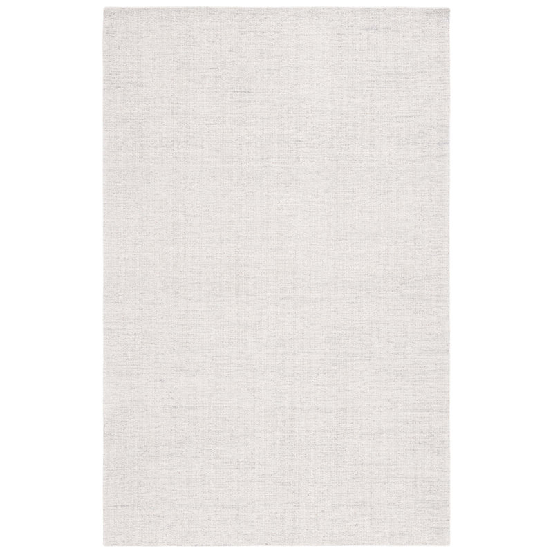 Tapis en coton touffeté à la main Duchesne en gris / gris clair / ivoire, Rectangle 8 pi x 10 pi