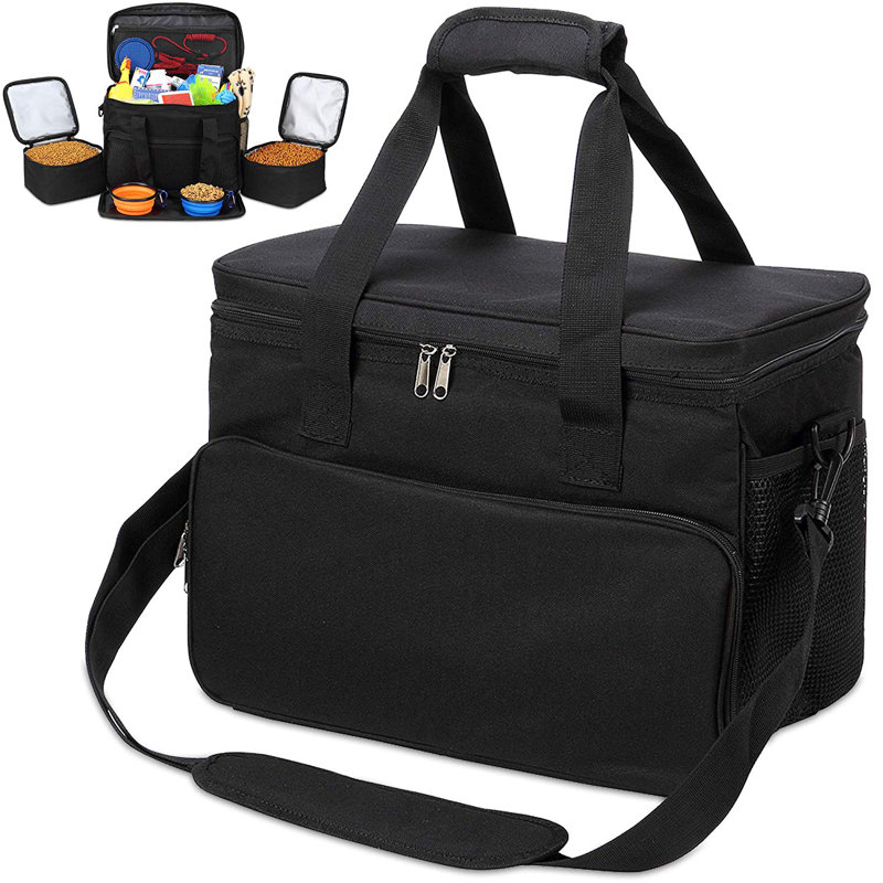 Ensemble de sac de voyage 6 pièces pour animaux de compagnie, Noir