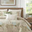 Ensemble de couette brodée surdimensionnée en coton 6 pièces, bleu/vert, format Queen
